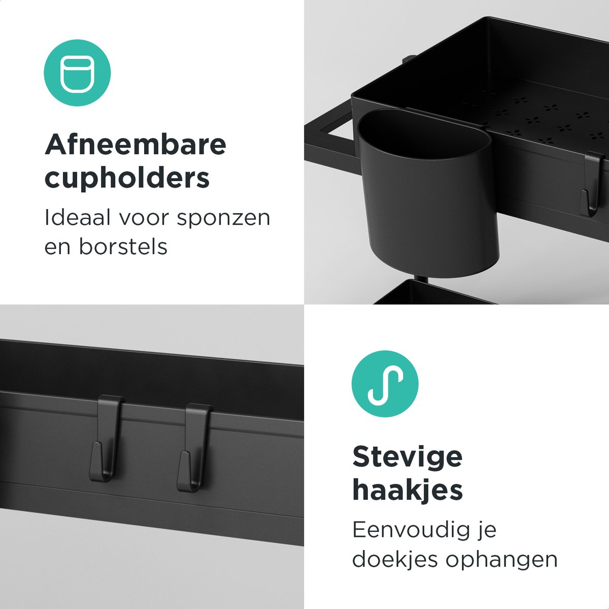 Syver Gootsteenkast Organizer - Keukenkast Organizer - In hoogte verstelbaar - Gootsteenkast - Inclusief microvezeldoekjes — cadeau in Cadeau-ideeën - foto 7