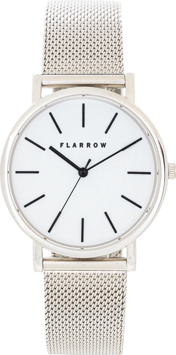 FLARROW Silver Edition Ø40MM - Mesh - Zilver - Wit Horloge