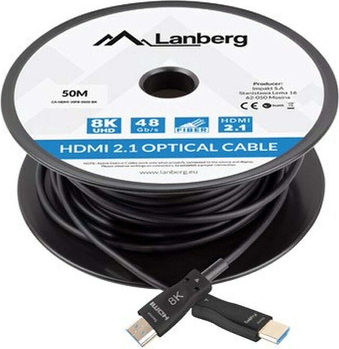 Lanberg CA-HDMI-30FB-0500-BK HDMI kabel 50 m HDMI Type A (Standaard) Zwart