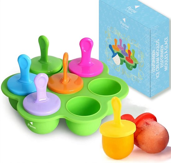 Foto: Perow ijsvormpjes mini 7 stuks bpa en chemicali n vrij silicone ijshouder ijs vorm makers 7 kleuren ijslolly vormen