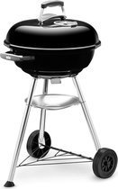 Barbecue à charbon Weber Kettle Compact 47 cm – Couvercle, trépied et Roues – Barbecue d'extérieur sur pied avec évier en porcelaine émaillée – Zwart (1221004)