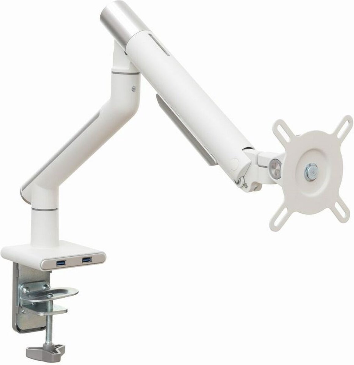 RAMM L-19GD - Monitorarm - Verstelbare Hoogte - 360° Rotatie - Wit Aluminium
