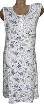 Dames nachthemd mouwloos 6537 bloemenprint XXXL wit/blauw