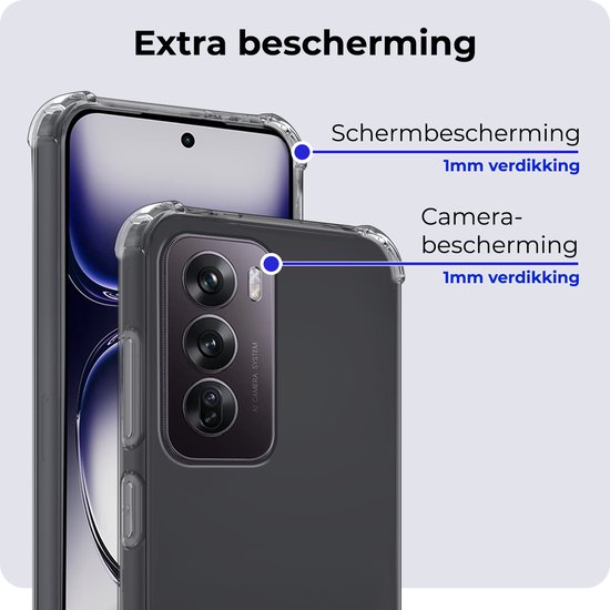 Coque pour OPPO Reno 12 Pro Coque Siliconen Anti-Chocs avec Protecteur d'écran - Coque pour OPPO Reno 12 Pro Coque Antichoc - Transparent