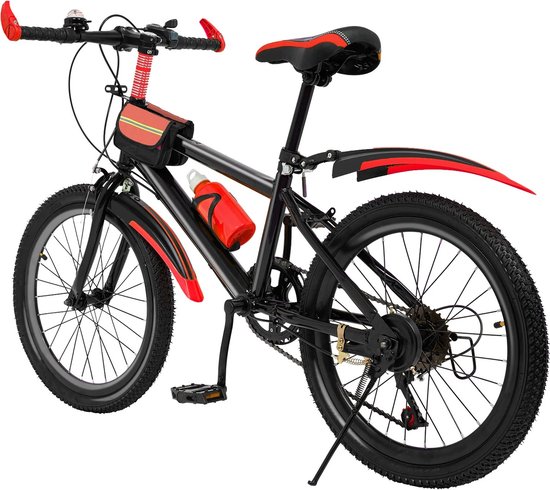 Gran Vida® - Mountainbike - 20 inch - 7 Snelheden - Dubbele Schijfrem - Koolstofstaal - Rood/Zwart — afbeelding 3