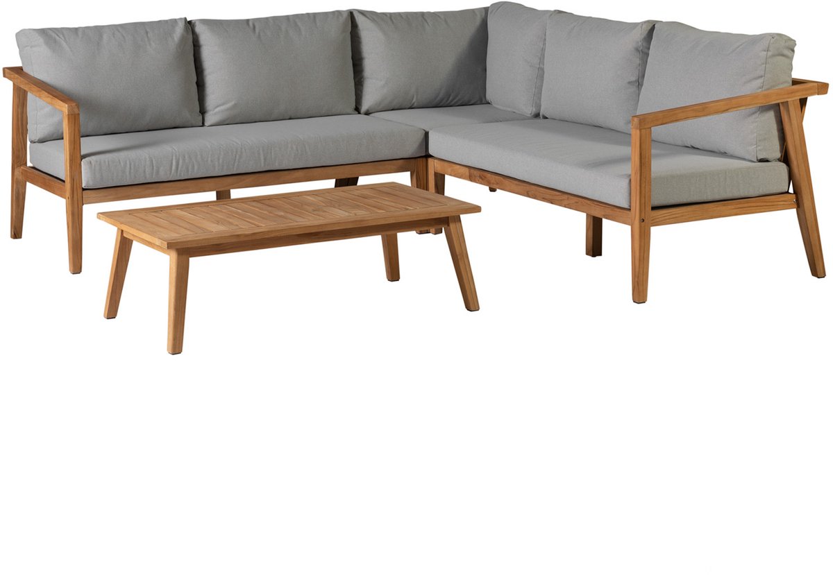 WOOOD Lucca Loungeset Buiten - Teak - Naturel - 68x222x222