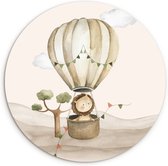 WallCircle® Wandcirkel 30x30 cm - Muurcirkel Luchtballon - Leeuw - Watercolor - Safari - Dieren - Kinderkamer - Babykamer - Muurdecoratie cirkel woonkamer - Wanddecoratie slaapkamer - Kamer decoratie accessoires - Ronde schilderijen
