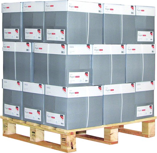 Pallet met stapels dozen Quantore Economy papier, 80gr.