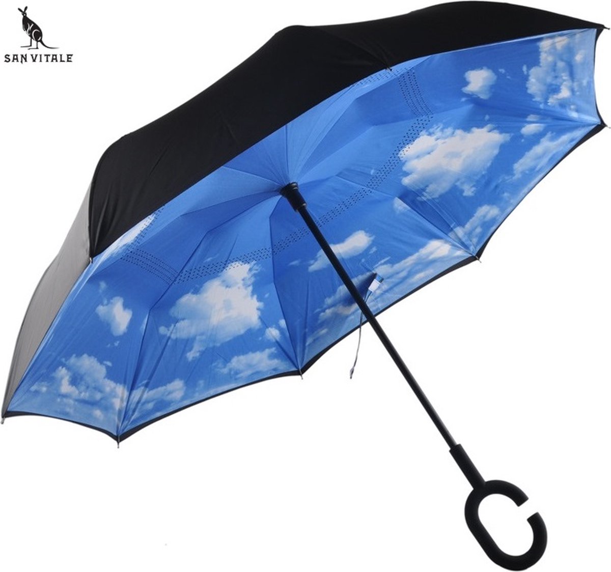Bol.com San Vitale® - Unieke reversible Windproof Paraplu - Paraplu opvouwbaar - Paraplu's - Blauw aanbieding