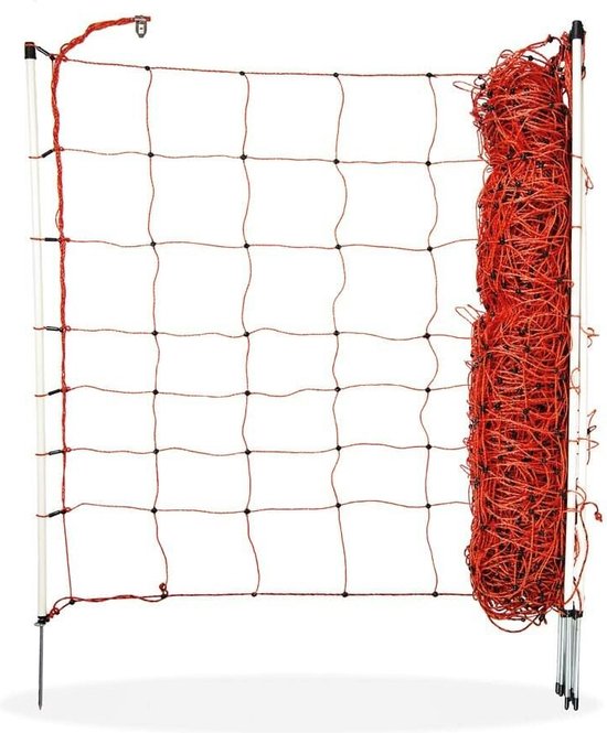 Schapennet / afrasteringsnet 90cm hoog x 50mtr lang met enkele grondpennen