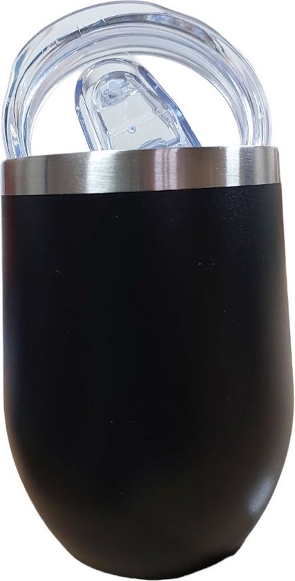 Tasse à café en acier inoxydable To Go - avec couvercle transparent - Tasse thermos - Tasse à thé - 500 ml - Sans BPA ni fuite - Tasse de voyage - Bouteilles à boire en acier inoxydable à double paroi - Zwart
