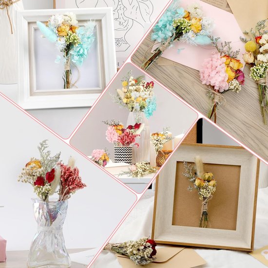 6 Mini Bouquets De Fleurs Séchées Naturelles - 17cm - Pour Décoration Intérieure, DIY, Mariage, Cadeau