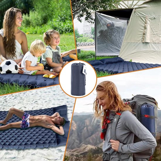 Isolerende tweepersoons slaapmat met voetpomp, waterdicht - incl. hoofdkussen - voor tent, strand, wandelen en reizen van Merkloos — afbeelding 2