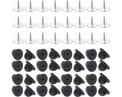 Fako Bijoux - 25 Steek Pinnen Met Rubberen Pin Backs - Badge Pin - Revers Pinnen - Kopspijkers - Vlinder Clutch Backings - Pin Cap Keepers - DIY Voor Broche Sieraden - 25 Sets - Zilver