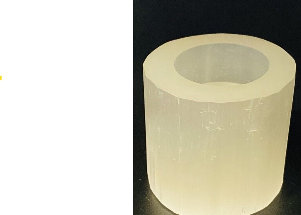 Steamy Styles - Edelsteen - Seleniet Waxinelichthouder - Wit, 6cm Hoog, 360 Gram voor Spirituele Verlichting
