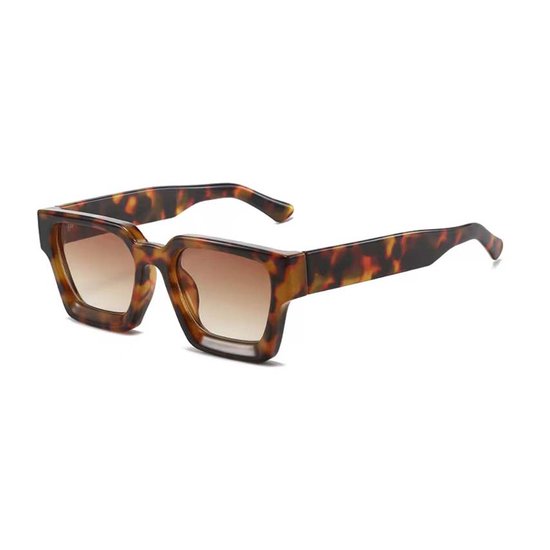 Zonnebril vierkant - Zonnebrillen - Festival bril - Rave bril - Glasses - Dik montuur - Panterprint met bruine lenzen van Leossy — afbeelding 4