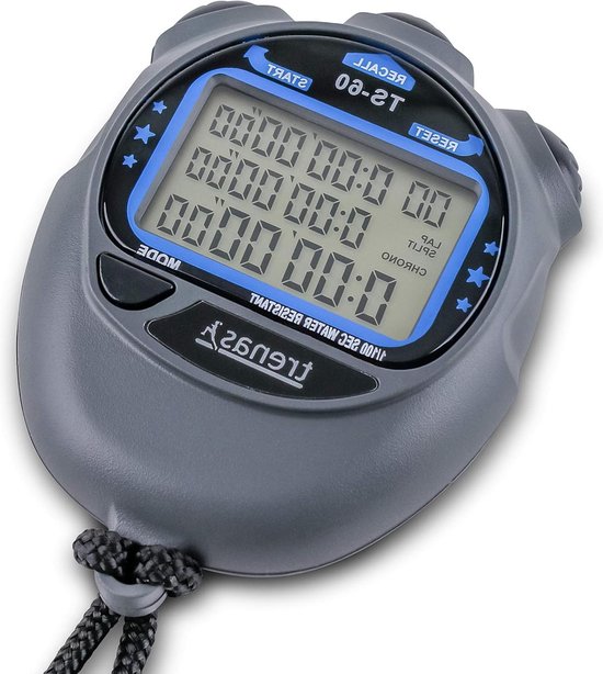 SCHÜTT Stopwatch PC-500 (500 Memory Memory, Time & Date, Dual Timer), Digital Professional Stopwatch with Pressure Point Mechanism, Splashproof, Trainer
