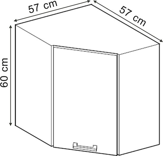 Meuble haut d'angle de Cuisine Vicco R- Line – 57 cm, béton Zwart