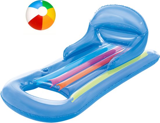 Luchtbed Transparant of Blauw + Strandbal