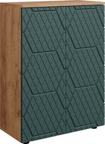 Vicco Armoire Midi Irma, Chêne puissant or/Vert, 60 x 81 cm
