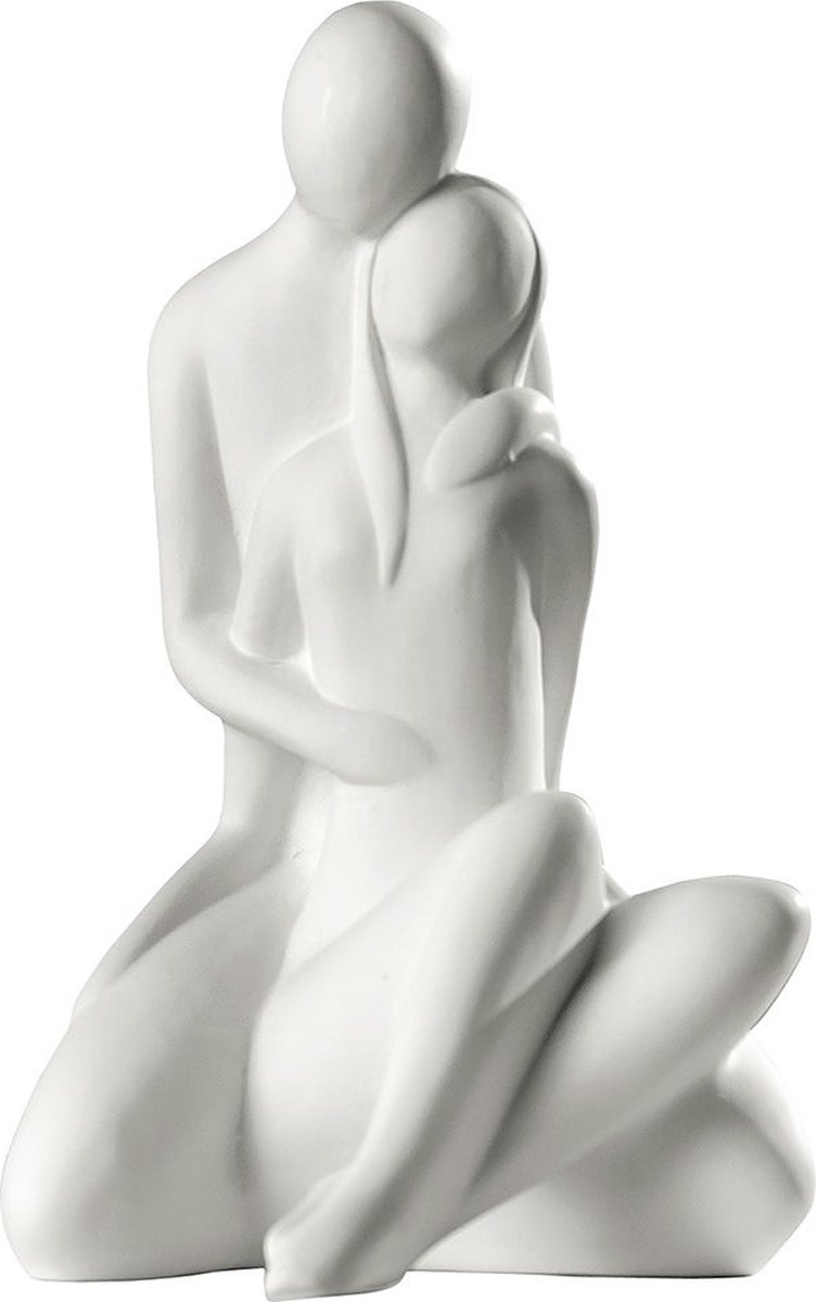 Sculptuur geborgenheid vinden bij elkaar. keramiek - wit mat- 29x20x30 cm liefdesgeschenken beeldjes liefdesbeeld decoratie