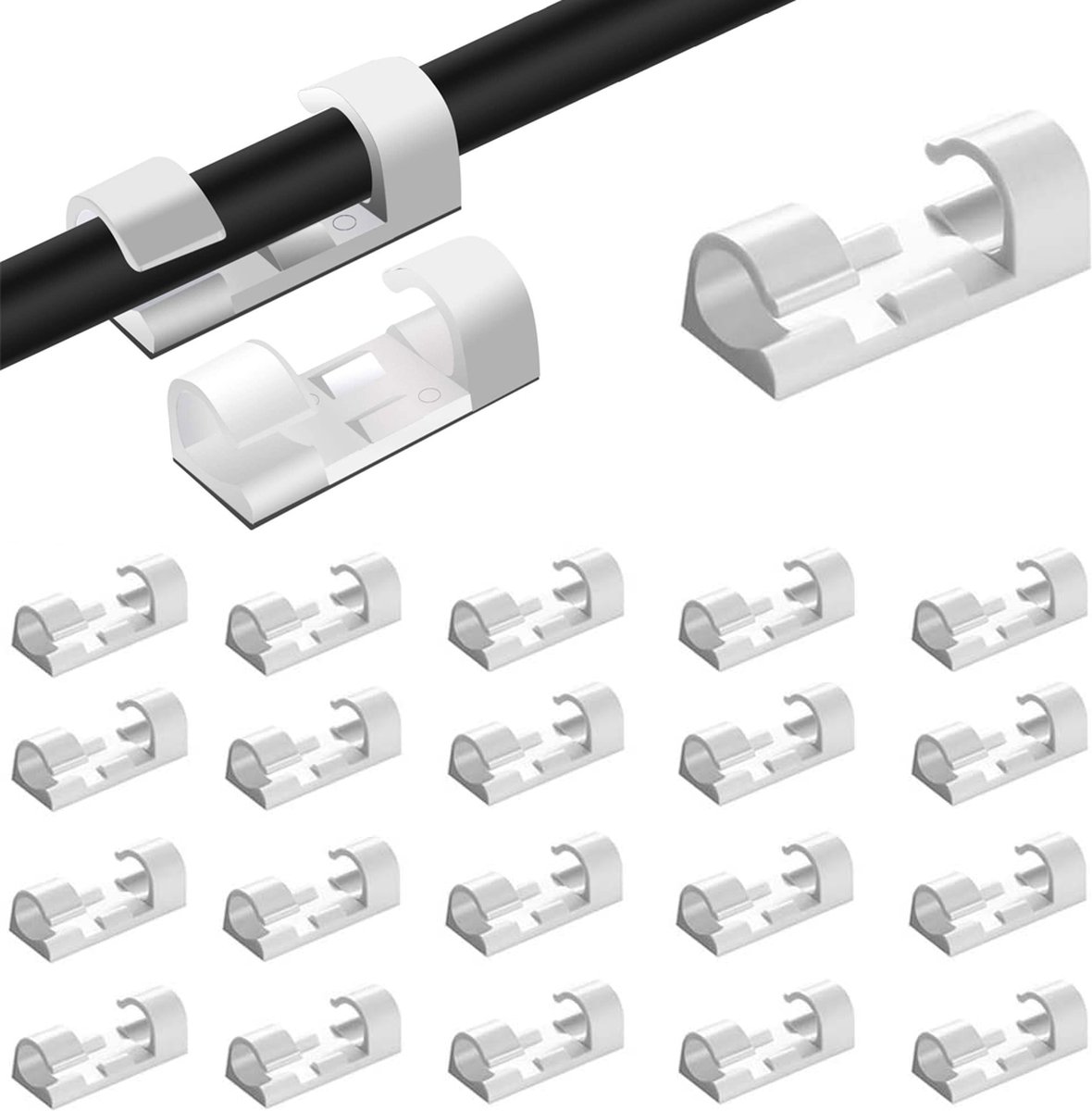 Consumerce® 80 Stuks Witte Kabelclips Zelfklevend – Kabel Organiser – Kabelgoot – Kabelbinders – Kabelslot -Bureau Organisers – Organizer – Kabelgoten – Cable Management – Clips – Binders