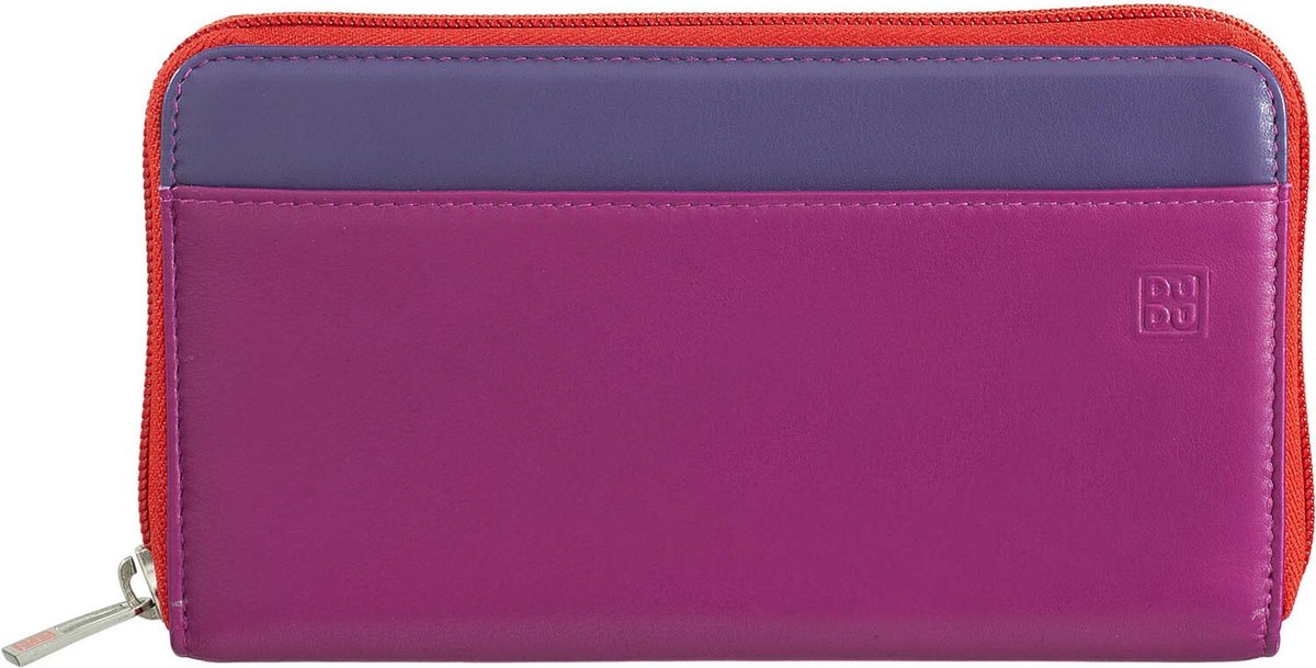 DuDu Lederen portefeuille 19 cm - Unisex - Horizontaal - fuchsia