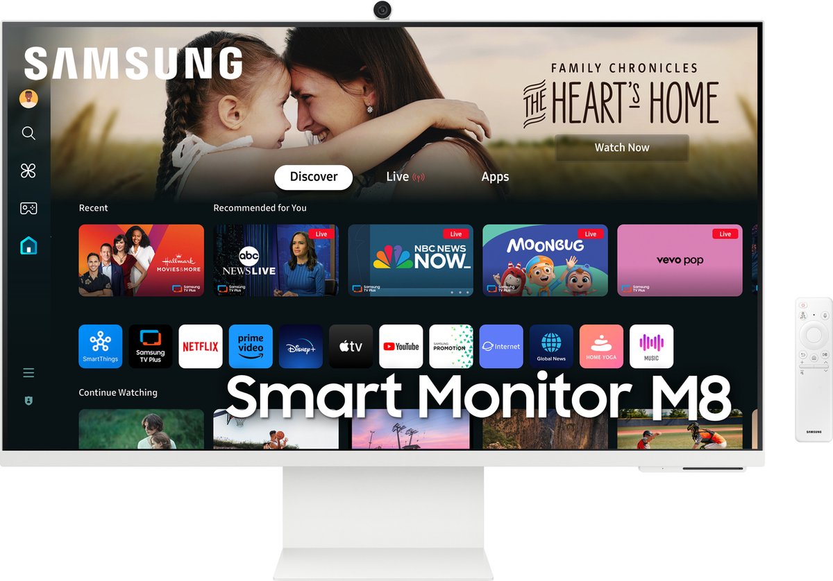 SAMSUNG Smart Monitor M8 M80D LS32DM801UUXEN ledmonitor HDMI, USB-C, WiFi, BT, Sound