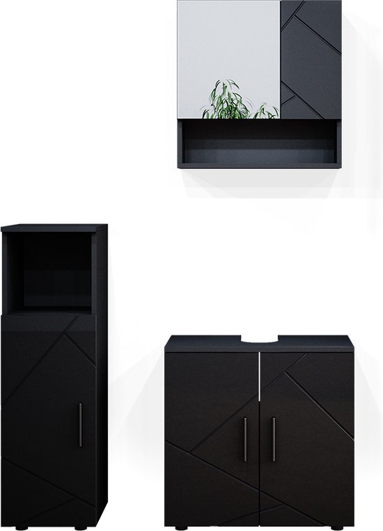 Badkamerspiegelkast Irma Antraciet met honingraatstructuur 54 x 55 cm Vicco | Antraciet met honingraatstructuur | Spiegelkast 54 cm | 406673140528206