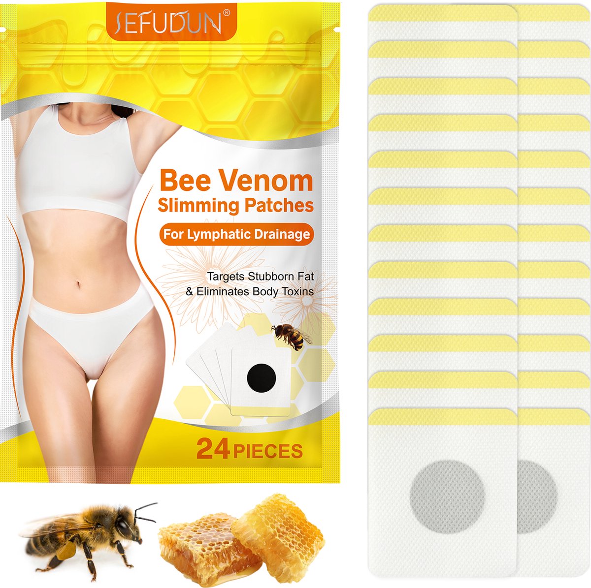 Goedkoopste Sefudun Bijengif Afslankpleisters 24 stuks - Bee Venom Slimming Patch - Afval Pleister Buik - Afslanken - Afvallen - Vetverbrander