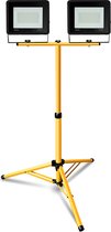 Schijnwerper statief LED bouwlamp schijnwerper op statief IP66 LED Bouwlampen 2x 50W Koud wit