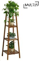 Multis Luxe Plantenrek - Plantentafel - Plantenstandaard - Bloemenrek - Geschikt voor Binnen en Buiten - 4 Lagen - Bamboe - Donkerbruin