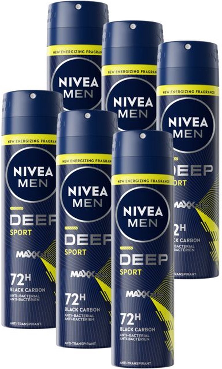 Goedkoopste NIVEA MEN Deep Sport Deodorant Spray - Anti-Transpirant Deo - 6 x 150ml - Voordeelverpakking