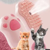 Zelfreinigende Zachte Stoomborstel Voor Katten en Honden - Haarverwijderaar - Kattenborstel op stoom - Hondenborstel op stoom - Kattenkam - Kortharig – Langharig- Roze