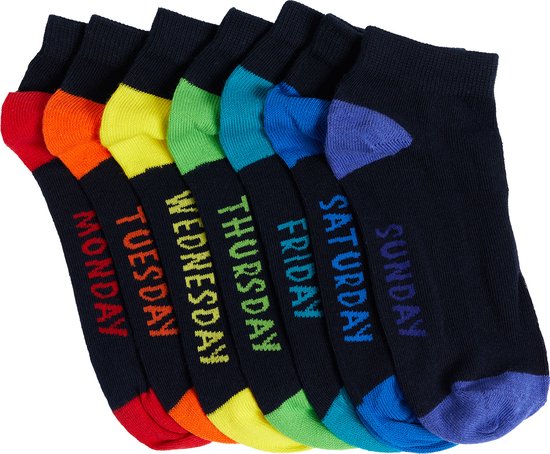 WE Fashion Jongens enkelsokken, 7-pack - Donkerblauw - Maat 39-42