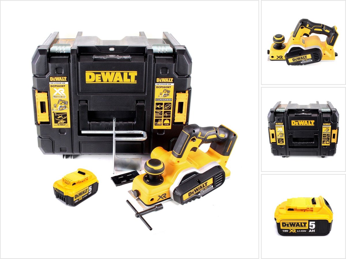 DeWalt DCP 580 NT accuschaafmachine 18V 82mm + 1x accu 5,0Ah + TSTAK - zonder lader