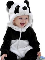 BoefieBoef Panda Dieren Onesie & Pyjama voor Baby en Dreumes - Kinder Verkleedkleding - Dieren Kostuum Pak - Wit Zwart