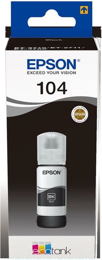 Epson EcoTank 104 Inktfles - Zwart - 4500 pagina's - Bol