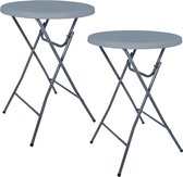 BRASQ Statafel Set van 2 Grijs - 80 x 110 cm - Bartafel - Vouwtafel - Inklapbaar - voor binnen en buiten