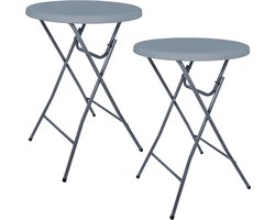 BRASQ Statafel Set van 2 Grijs - 80 x 110 cm - Bartafel - Vouwtafel - Inklapbaar - voor binnen en buiten
