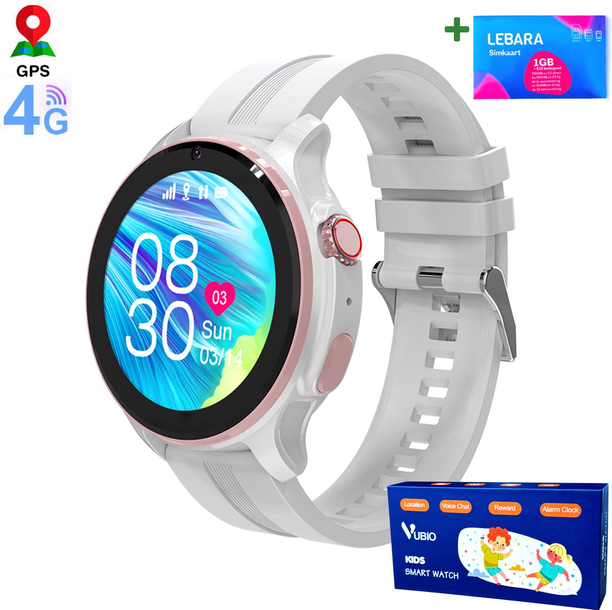 VUBIO 4G Kinder Smartwatch L1 GPS Incl. SIM Videobellen Wit