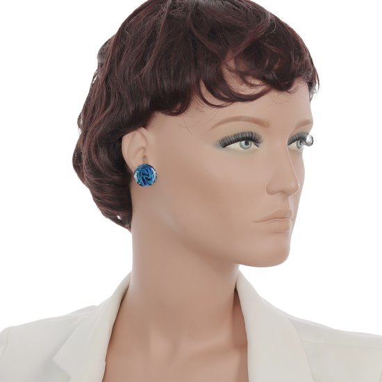 Behave - Boucles d'oreilles - Coquille d'Ormeau Bleu - Ronde, Diamètre 2 cm