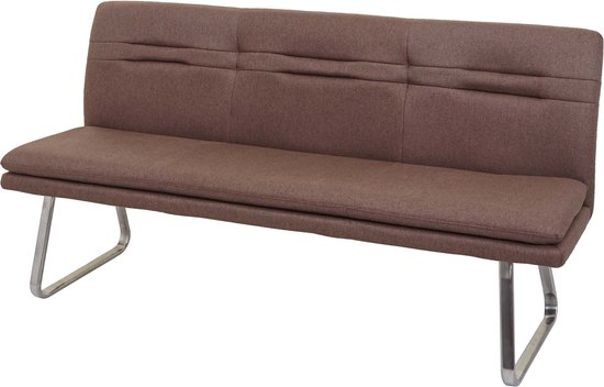 Canapé MCW-H70, canapé de salle à manger canapé rembourré, dossier tissu/textile acier inoxydable brossé ~ marron 180cm