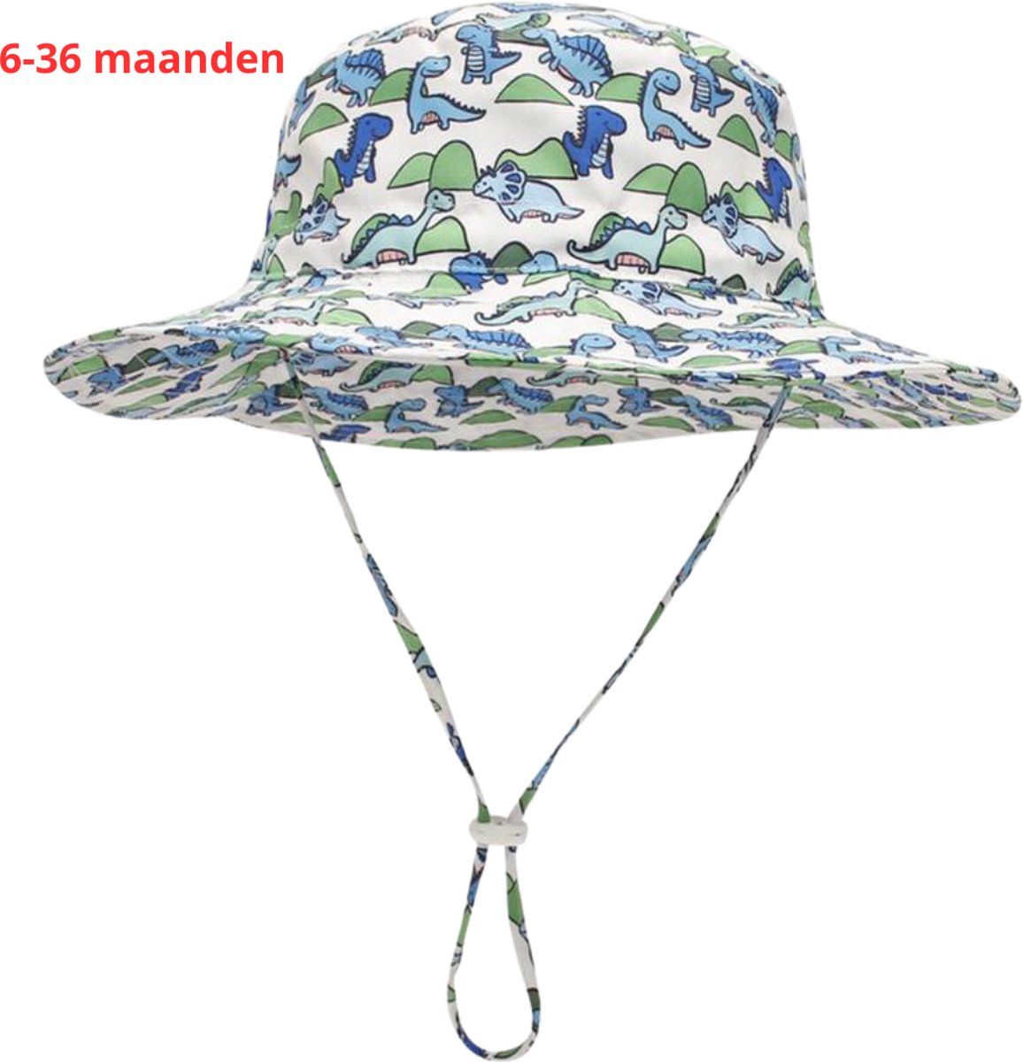 Livano Zonnehoed - Reishoed - UV Beschermende Hoed - Bucket Hat - Festival - Pet - Hoedje Voor Baby - Hoofdbescherming - Dinosaurus - 3-36 Maanden