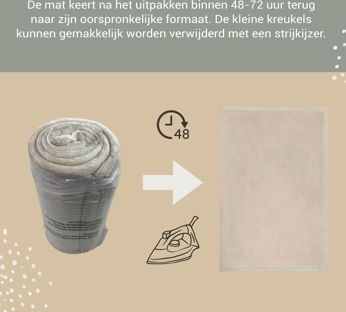 Hakuna Matte Wolkzachte Fluwelen Mat Speelmat baby 200 x 150 x 2,5 cm, Beige - Kindertapijt met hoogwaardig traagschuim - Baby speelkleed met antislipbasis - Babykruipmat, kinderkamertapijt — afbeelding 4