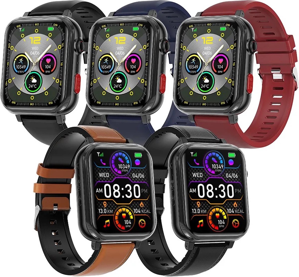 Afbeelding 2 van GlucoWatch - ECG Hartslagmeter - horloge - meter - Smartwatch - Zwart