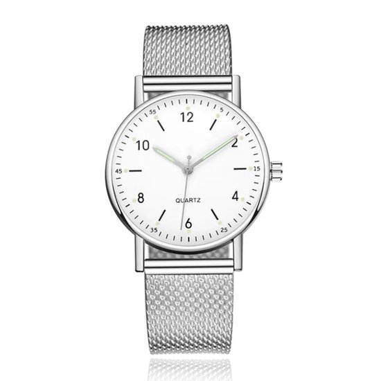 LGT JWLS Montre Femme avec Aiguilles Fluorescentes et Indicateur des Heures Acier Inoxydable Argent Wit