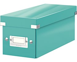 Leitz WOW Click & Store Opbergdoos met Deksel voor CD's - Kartonnen Sorteerdoos voor Spullen - 84% Gerecycled Karton - 14.3 x 35.2 Cm (BxD) - Ideaal voor Thuiswerkplek - Ijsblauw
