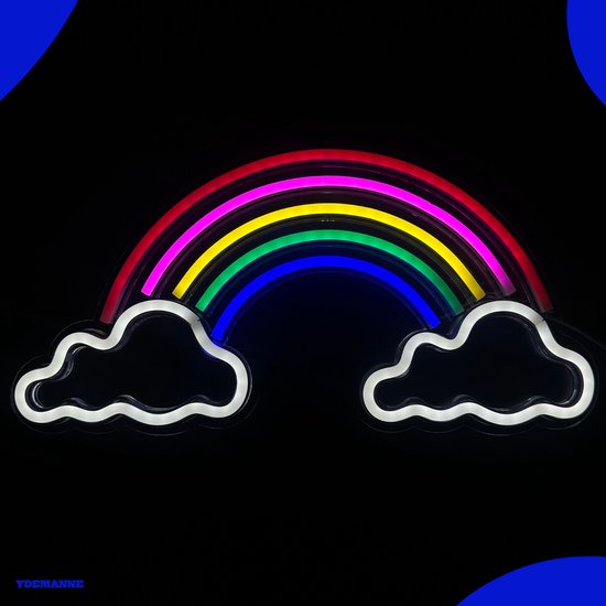 Neon Lamp - Wolkjes Regenboog - Dimbaar - Incl. Ophanghaakjes - Neon Sign - Neon Verlichting - Neon Led Lamp - Wandlamp