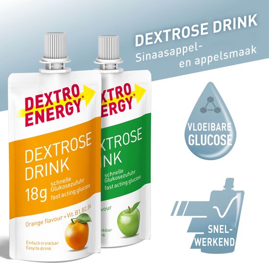 Dextro Energy Dextrose Drink - Appel & Sinaasappel - Druivensuiker - 12 x 50ml Vloeibare Glucose